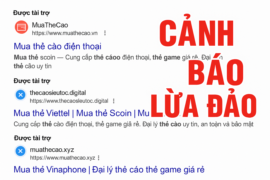 🚨 CẢNH BÁO: Cẩn Thận Với Các Website Lừa Đảo Khi Tìm Kiếm Mua Thẻ Cào Trên Google